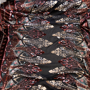 Burgundy Imperial Burnout Velvet 100% Silk Fabric