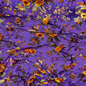 Purple Burnout Velvet Fabric - 100% silk
