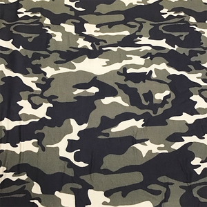 Camouflage Black and Ivory Knit Jersey Fabric