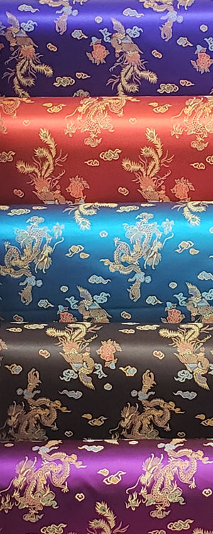 Chinese Dragon Satin Brocade Fabric - Purple
