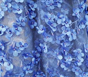 3D Flowers Laser-cut lace - Blue