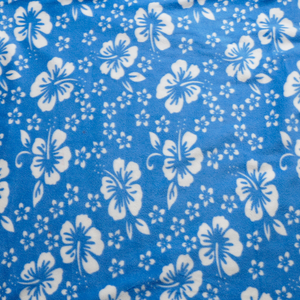 Blue and White Hibiscus Anti-pill Fleece Fabric