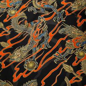 Golden Tatsu on Black - Alexander Henry 100% Cotton Fabric