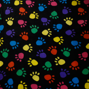 Colorful Paw Prints Fleece Fabric