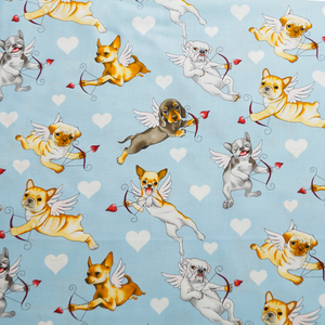 Puppy Love on Blue - Alexander Henry 100% Cotton Fabric