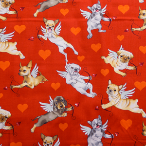 Puppy Love on Red - Alexander Henry 100% Cotton Fabric