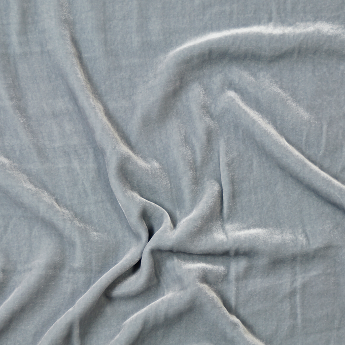 Silver Silk Velvet Fabric