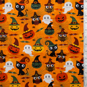 Halloween Cats, Bats and Ghosts 100% Cotton Fabric
