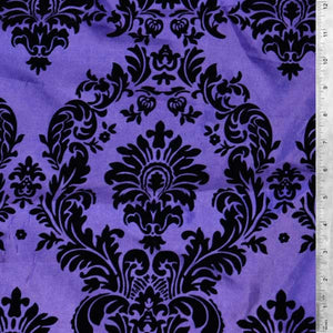 Flocked Purple Taffeta with Black Damask Fabric