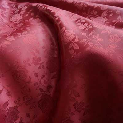 Burgundy Rose Satin Jacquard Fabric