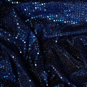 Navy Blue Confetti Dot Sequin Cheer Bow Costume Fabric by the Yard