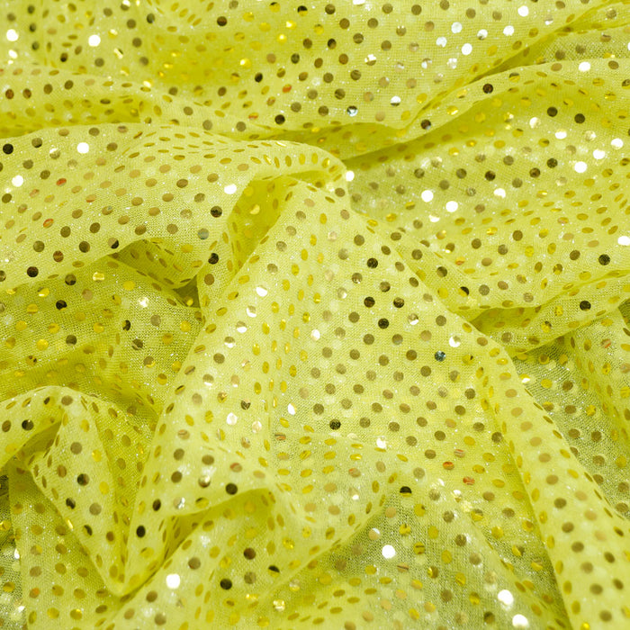 Bright Yellow Confetti Dot Sequin Fabric