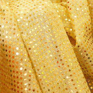 Bright Gold Confetti Dot Sequin Cheer Bow Costume Fabric by the Yard