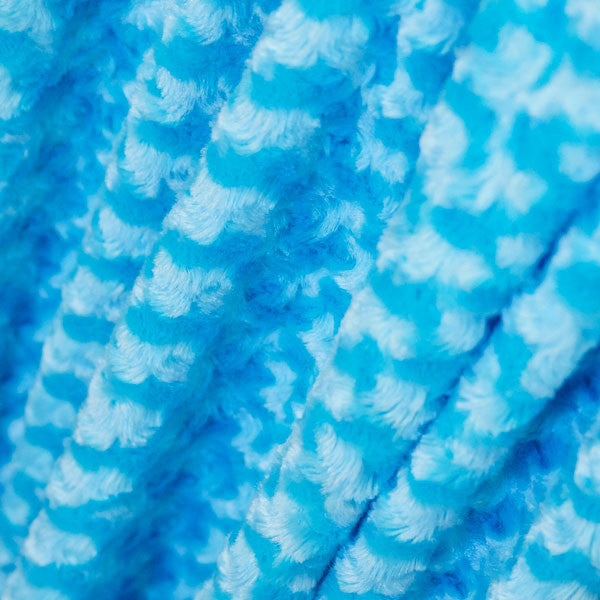 Turquoise Blue Minky Rosebud Fur Fabric