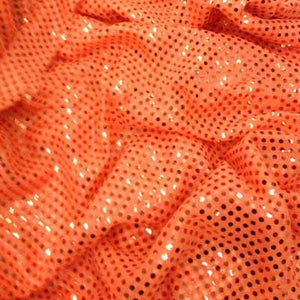 Neon Orange Confetti Dot Sequin Cheer Bow Costume Fabric by the Yard
