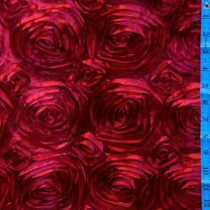 Cranberry Rosette Satin Fabric