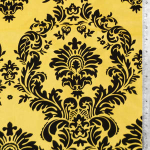 Flocked Yellow Taffeta w/ Black Velvet Damask Fabric