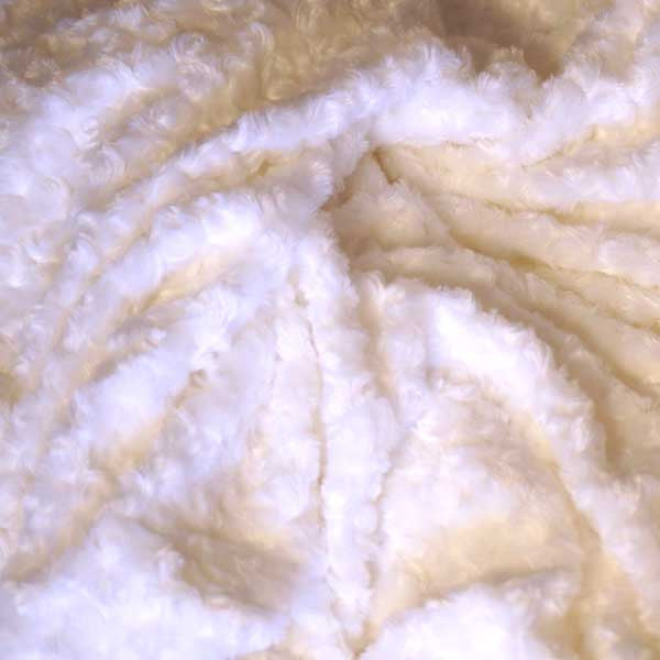 White Minky Rosebud Fur Fabric
