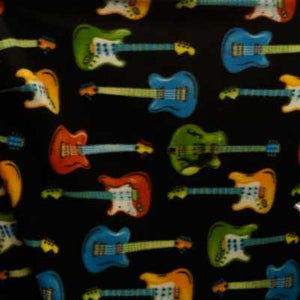 Colorful Guitars on Black Fleece