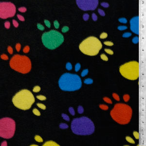Colorful Paw Prints Fleece Fabric