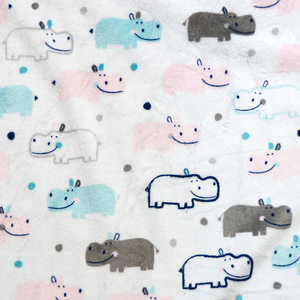 Deluxe Pink Hippos Minky Fur Fabric