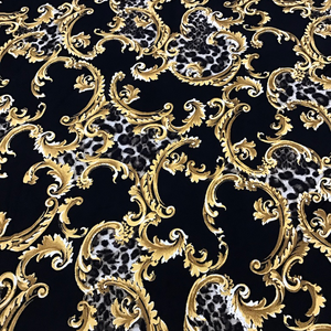 Animal Print Double Brushed Knit Jersey with Gold Scrolls