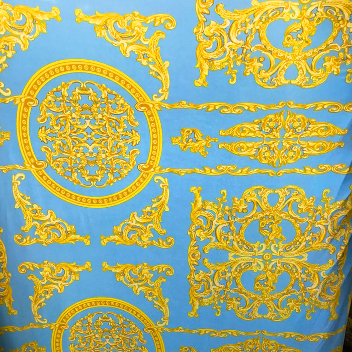 Baby Blue & Gold Scrolls Knit Jersey