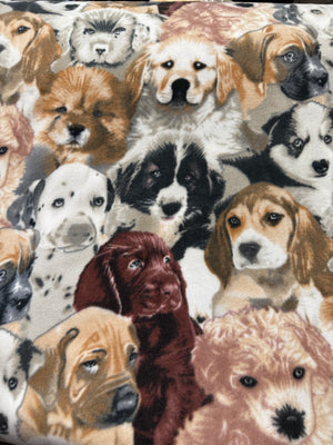 Doggie Collage Fleece Fabric-Style 2