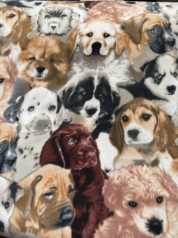 Doggie Collage Fleece Fabric-Style 2