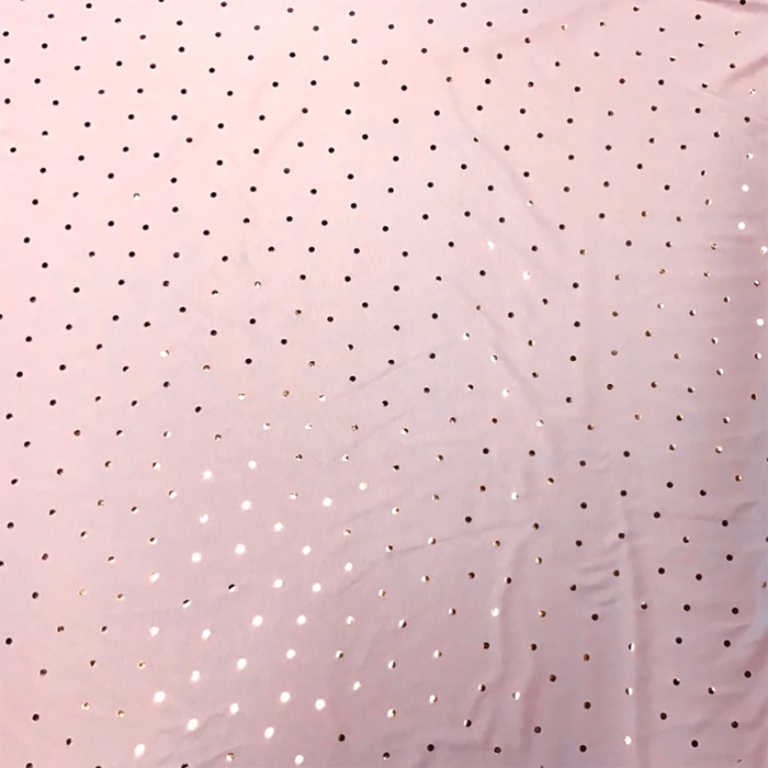 Pink and Gold Metallic Polka Dot Knit Jersey Fabric