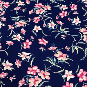 Pink and Navy Floral Knit Jersey Fabric