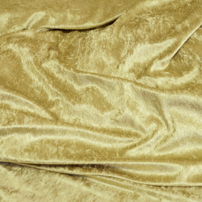 Olive Green Crushed Stretch Panne Velvet Fabric