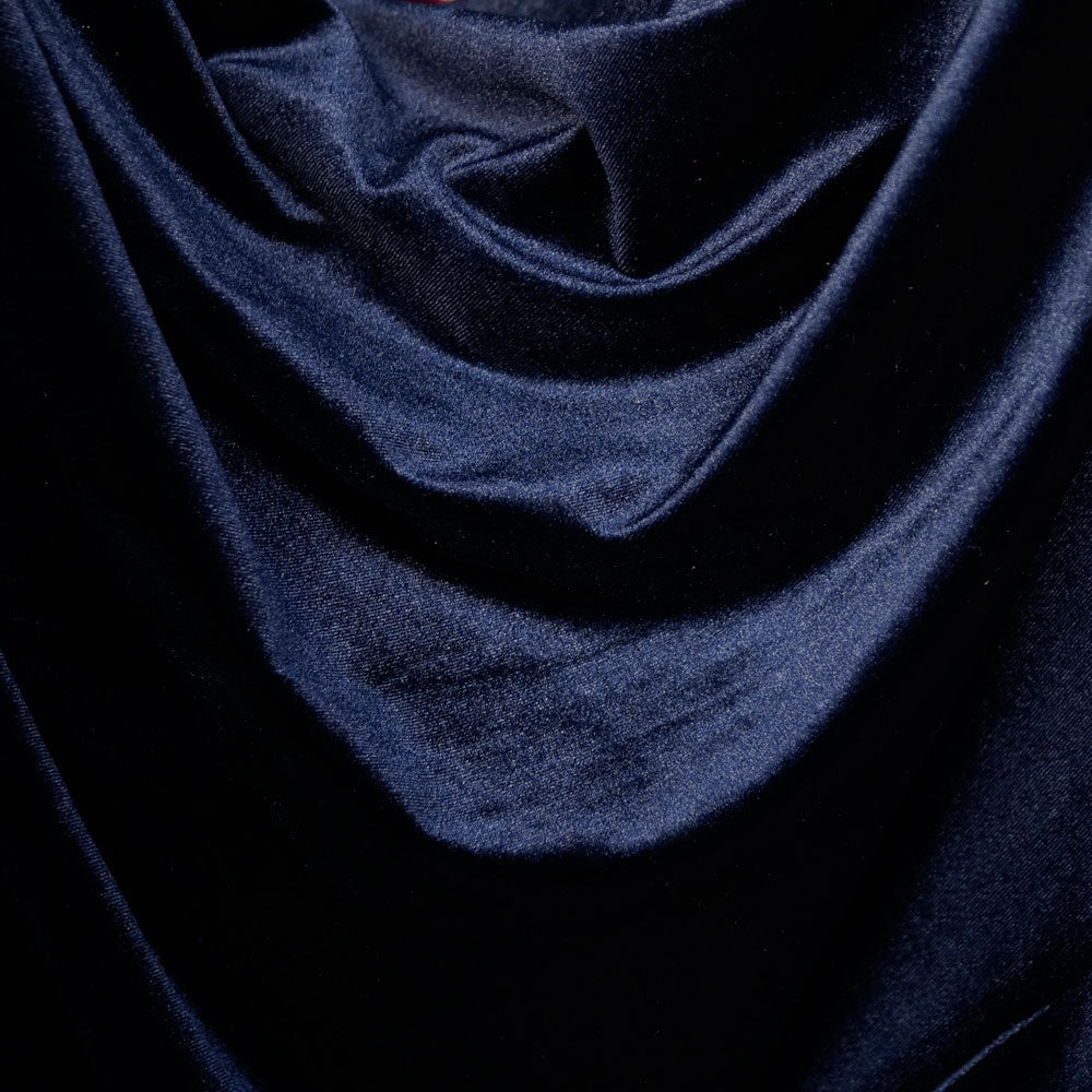 Stretch Velvet Fabric by The Yard - Midnight Blue Velvet Fabric