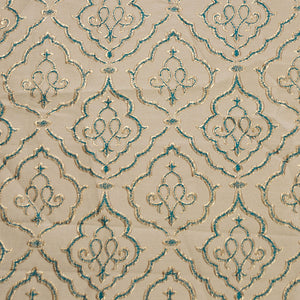 Gold and Turquoise - Sparkling Lattice Collection Upholstery Fabric