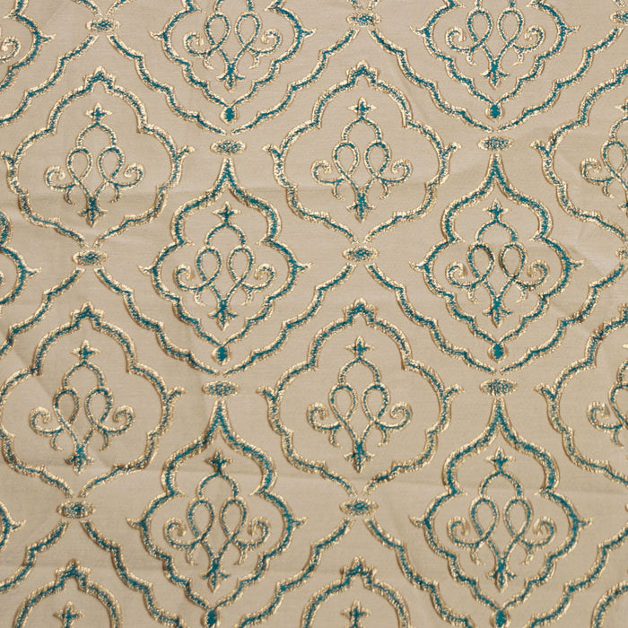 Gold and Turquoise - Sparkling Lattice Collection Upholstery Fabric
