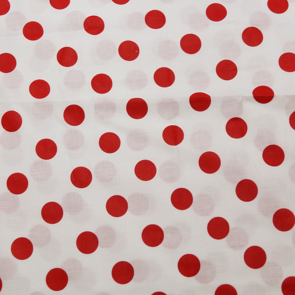 rack foragte Tæl op Large Red Polka Dots on White Cotton Blend Fabric