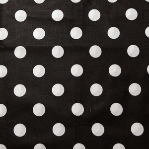 Large White Polka Dots on Black Cotton Blend Fabric