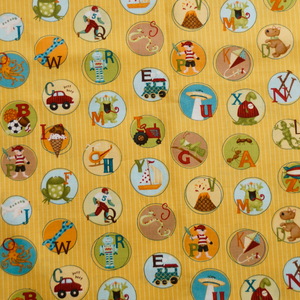 Mischief Play Chips Alphabet Medallions by Benartex 100% Cotton Fabric