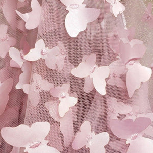 Pink Butterfiles 3D Lasercut Lace Fabric