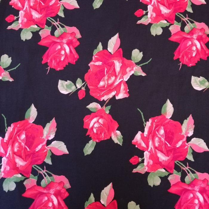 Black Rose Doubled Brushed Spandex Fabric