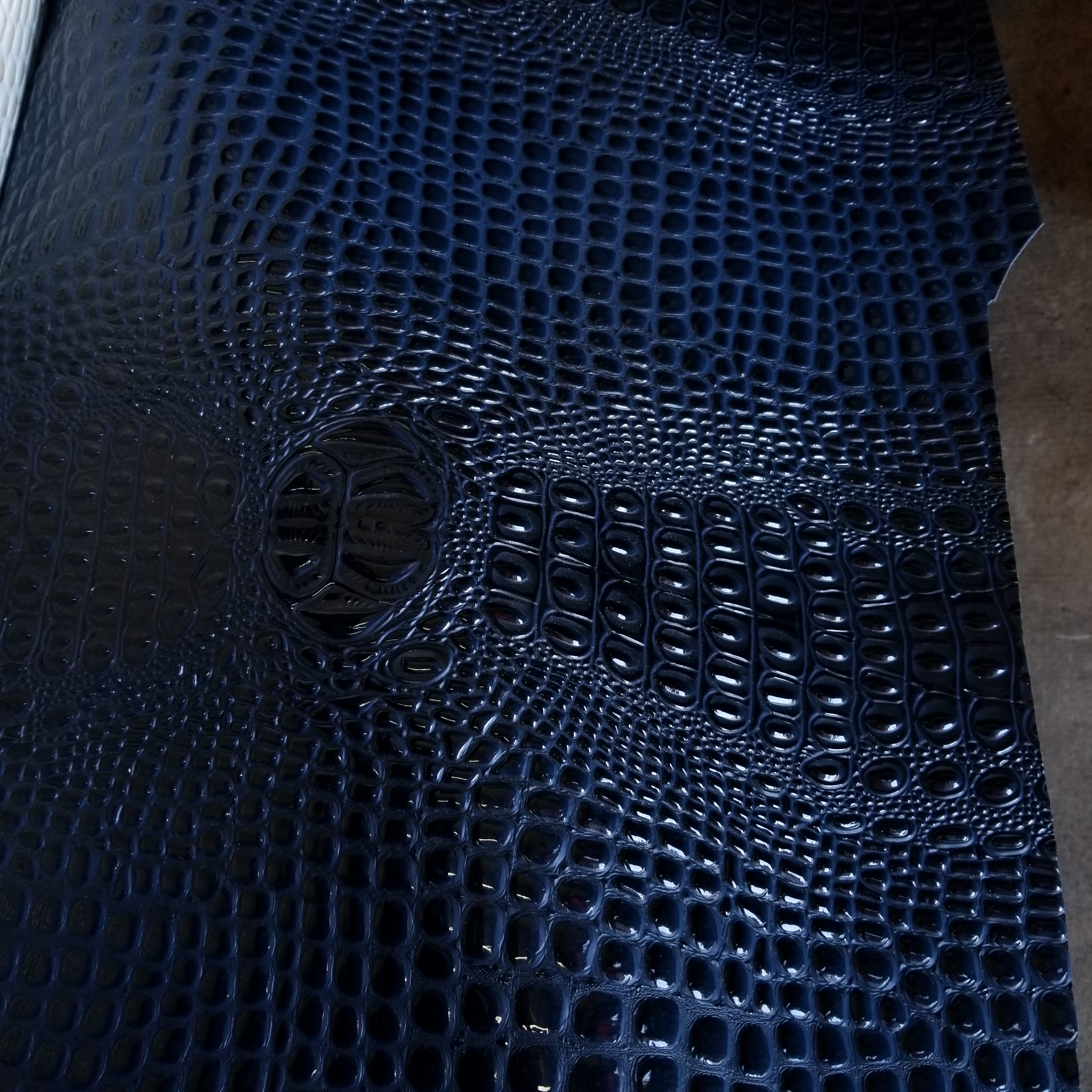 Navy Blue Glossy Crocodile Leather Belt