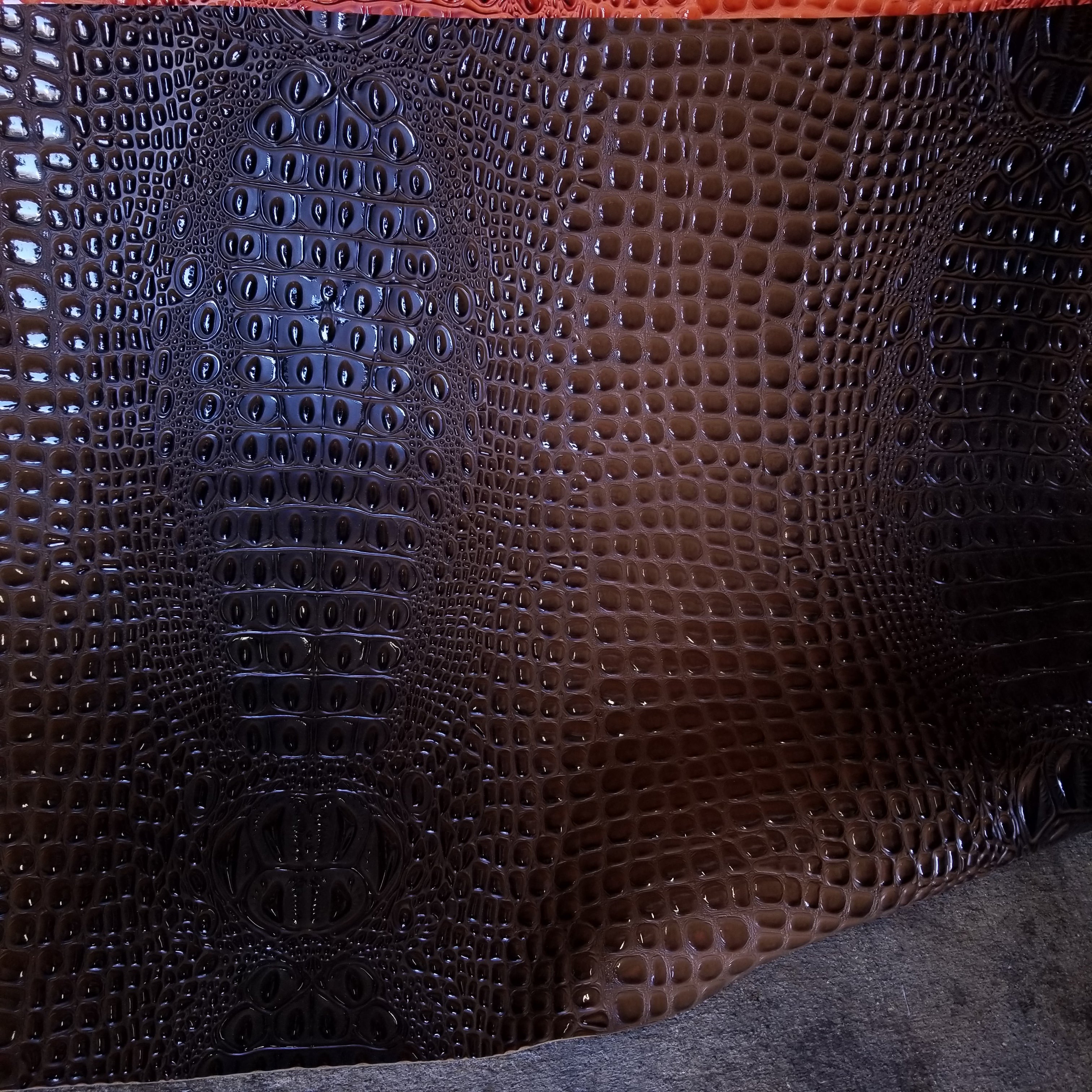 Crocodile Faux Leather Vinyl - Brown - Fabric 3D Scales Vinyl Crocodil