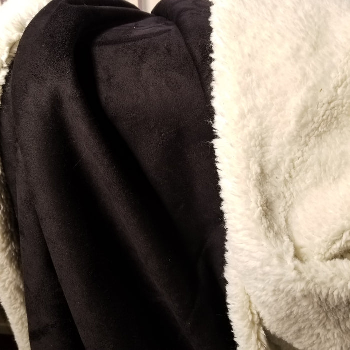 Black Suede Back Sherpa Faux Fur Remnant