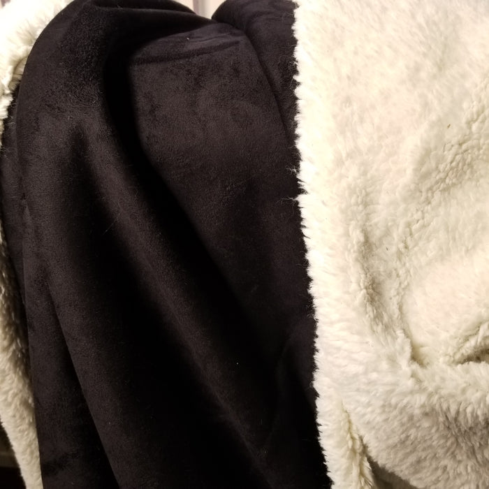 Black Suede Back Sherpa Faux Fur Fabric