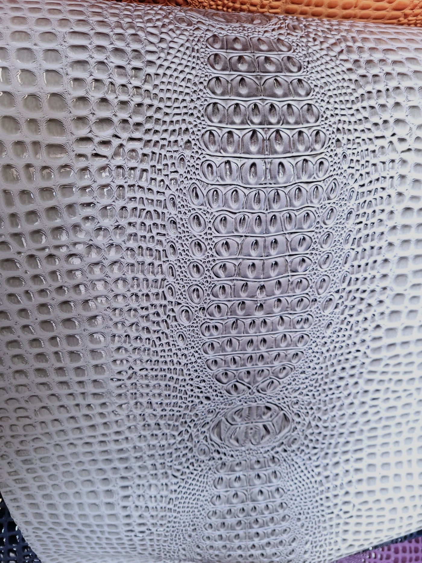 Shiny Pearl Crocodile Vinyl Fabric