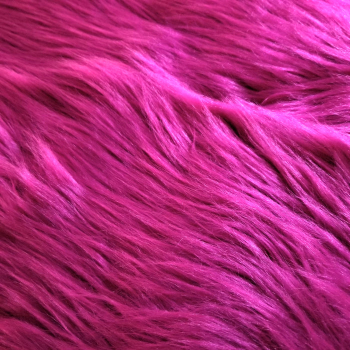 Fuchsia Long Pile Shaggy Faux Fur Remnant