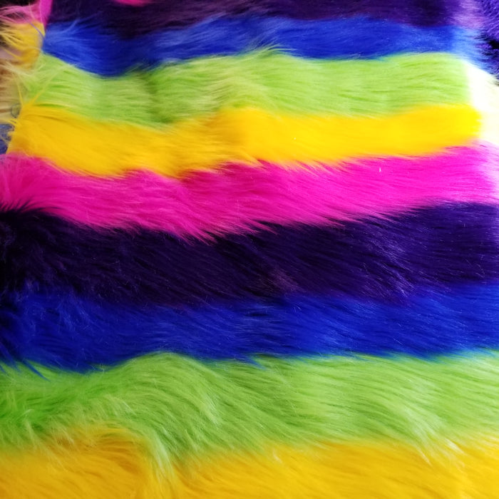 Tropical Rainbow Long Pile Shaggy Faux Fur Remnant