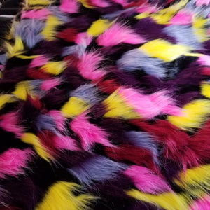 Multicolor Pinks Long Pile Faux Fur Fabric
