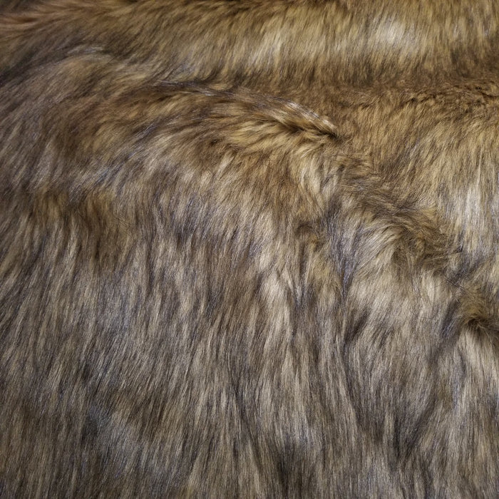 Brown Coyote Long Pile Faux Fur Fabric