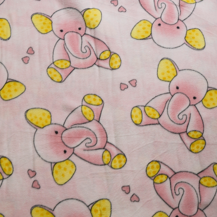 Elephants on Pink Anti pill Fleece Fabric